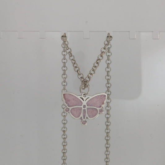 Pink Metal Butterfly Necklace