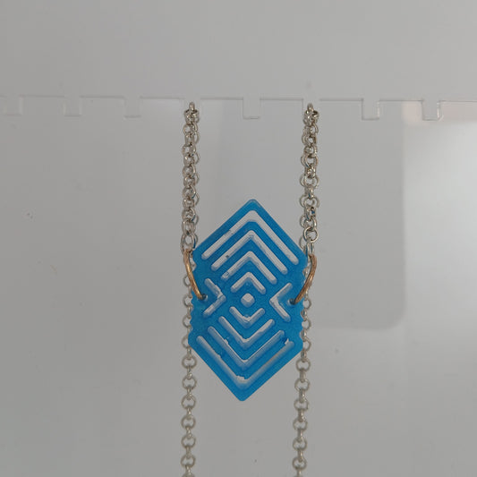 Blue Geometric Diamond Shaped Necklace