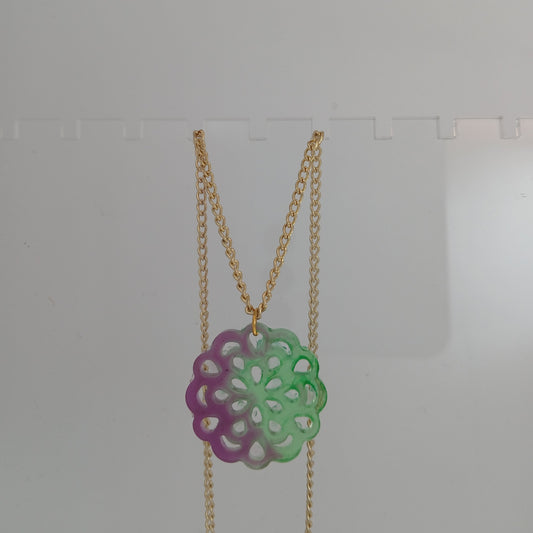 Purple/Green Flower Necklace