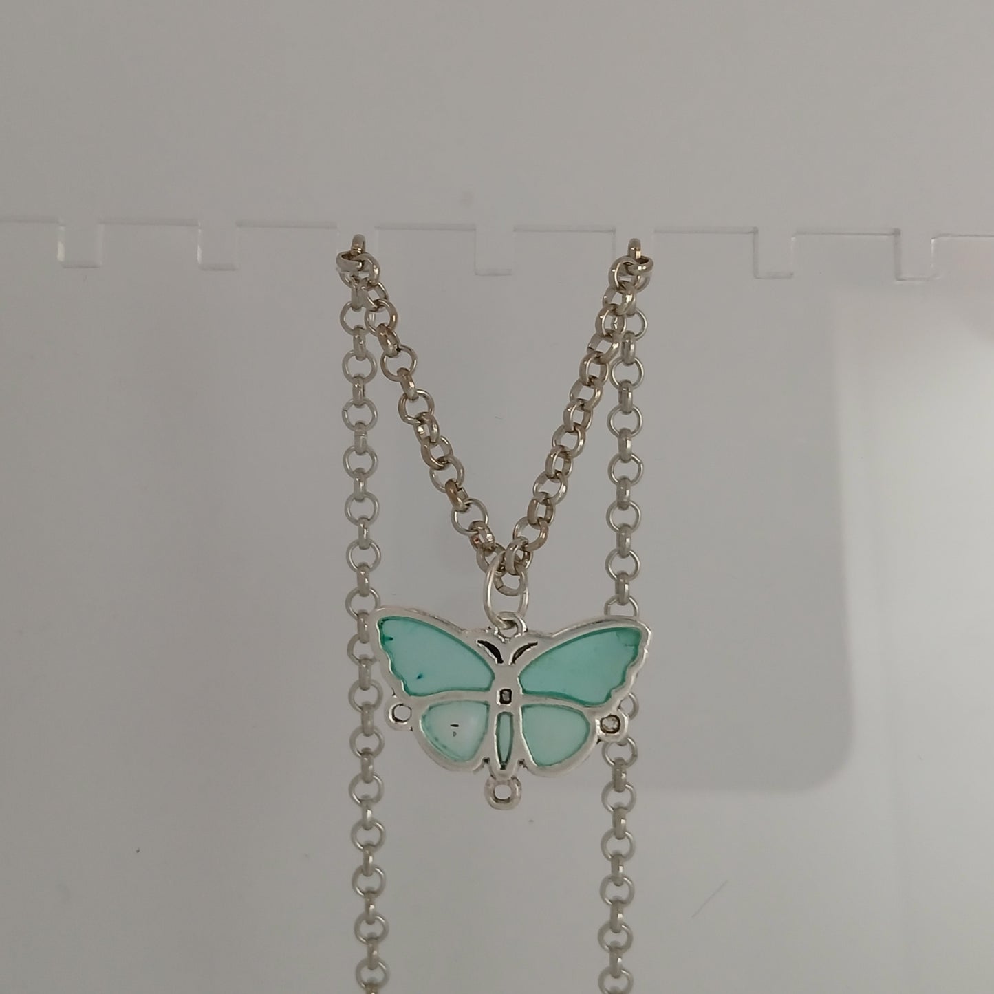 Teal Metal Butterfly Necklace