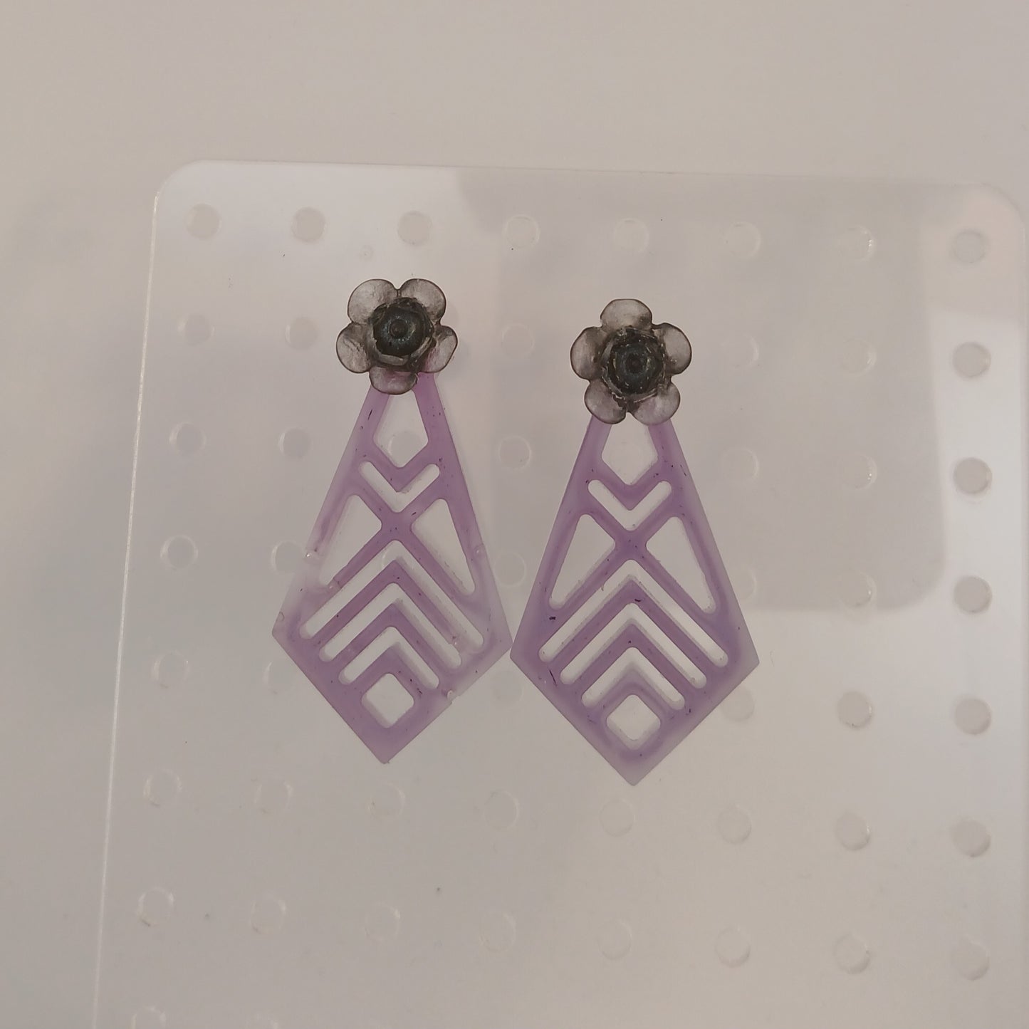 Purple Geometric Teardrop Studs