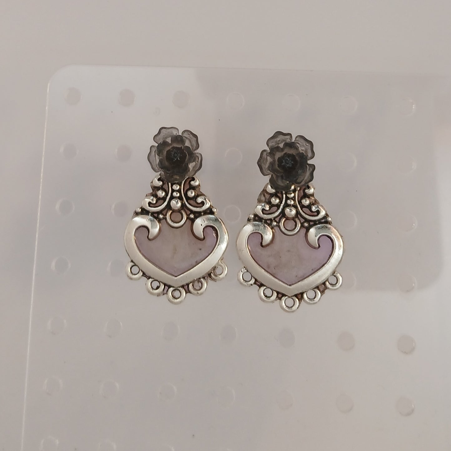 Purple Filigree Metal Heart Studs