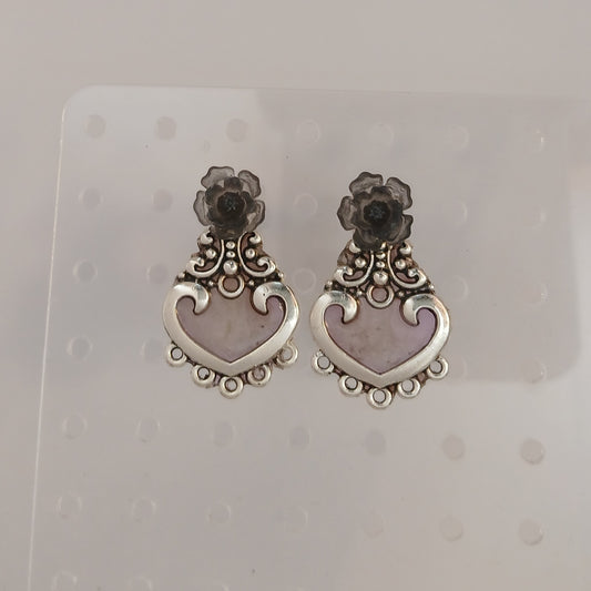 Purple Filigree Metal Heart Studs