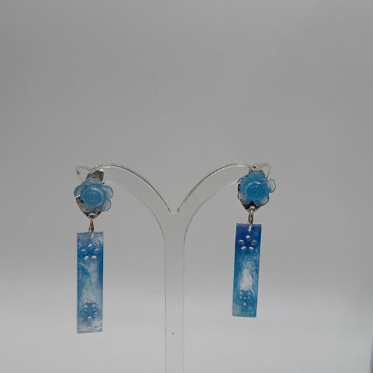 Blue flower and Abstract Bar Studs